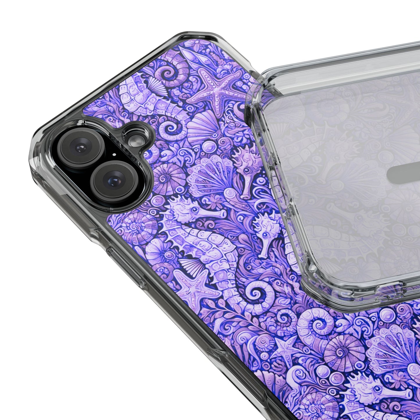 Seahorses/Amethyst Magnetic Clear Phone Case, Many Models