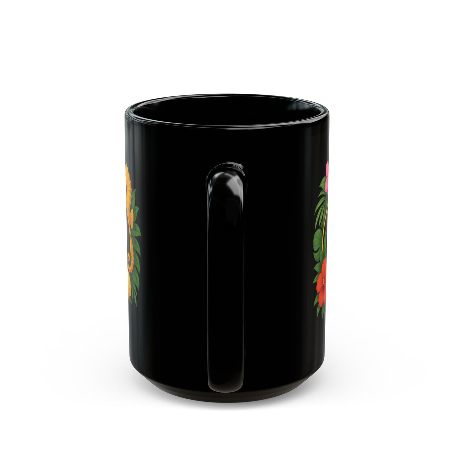 Black Coffee Mug - Seahorse Fantasy, Black /TLCoffee Logo