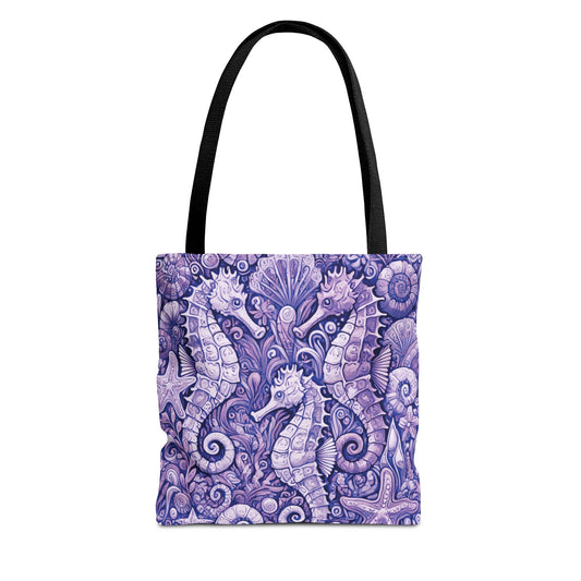 Amethyst Seahorse Trio Tote Bag - 3 Sizes