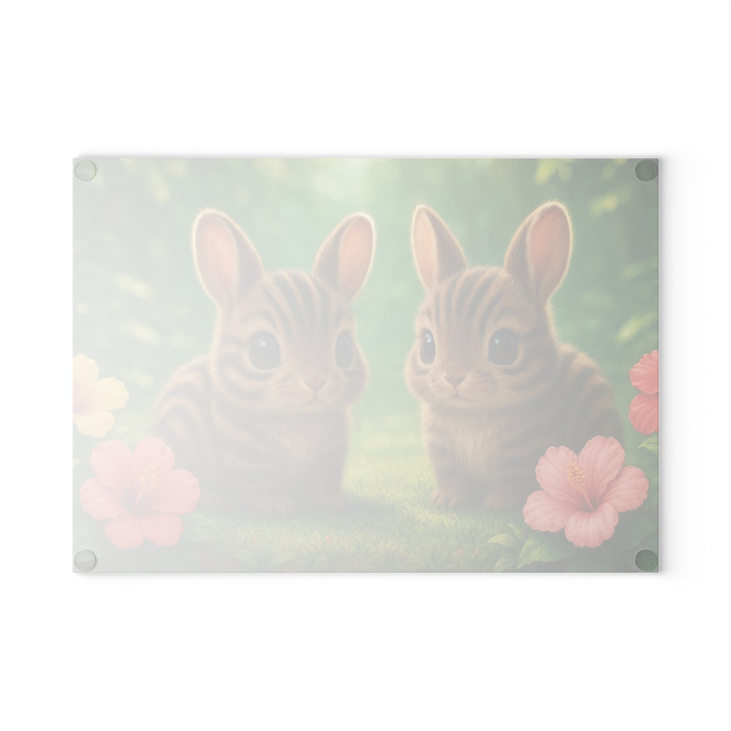 Glass Cutting Board, 2 sizes - Baby Sumatran Rabbits