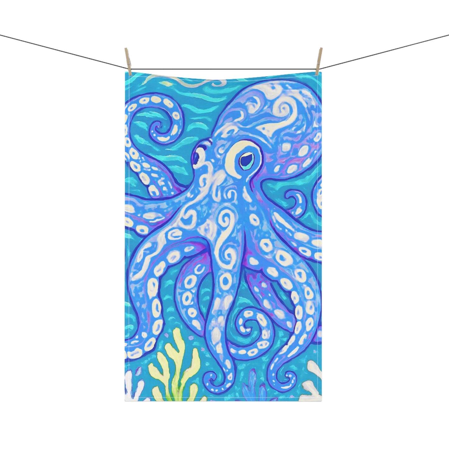 Tea Towels (cotton, poly), Blue Kraken Joe