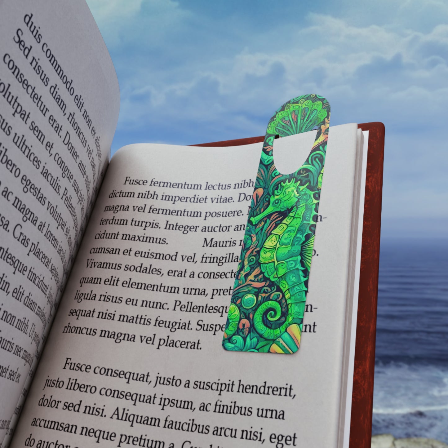 Bookmark - Aluminum, Sally the Seahorse / Hot Lime