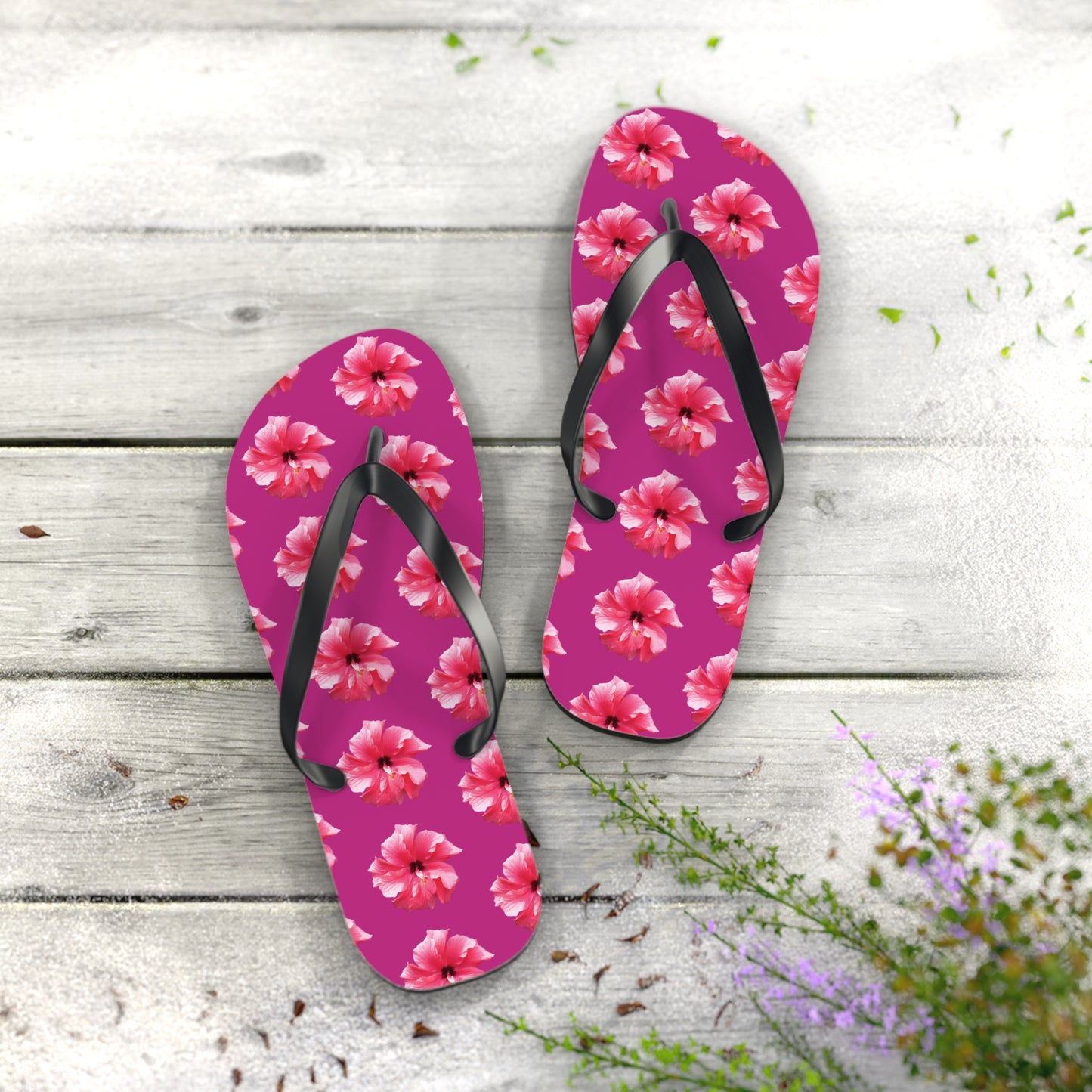 Flip Flops - Pink Hibiscus/Pink