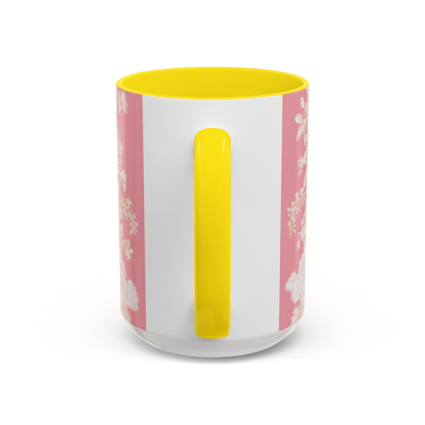 Accent Color Coffee Mug (11, 15oz), Pearl Lady Toile/Hibiscus Pink, Various Colors