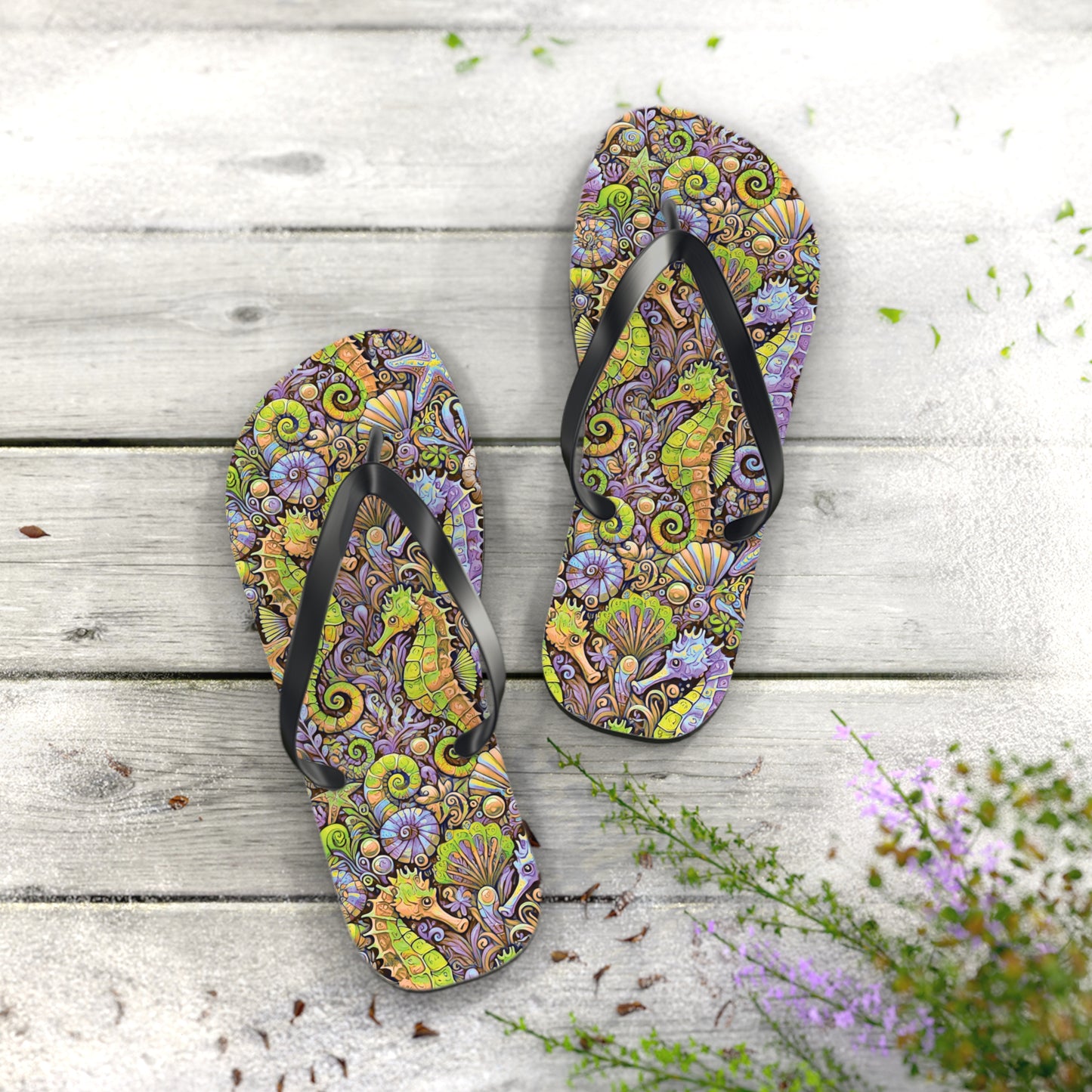 Flip Flops - Seahorses/Purple