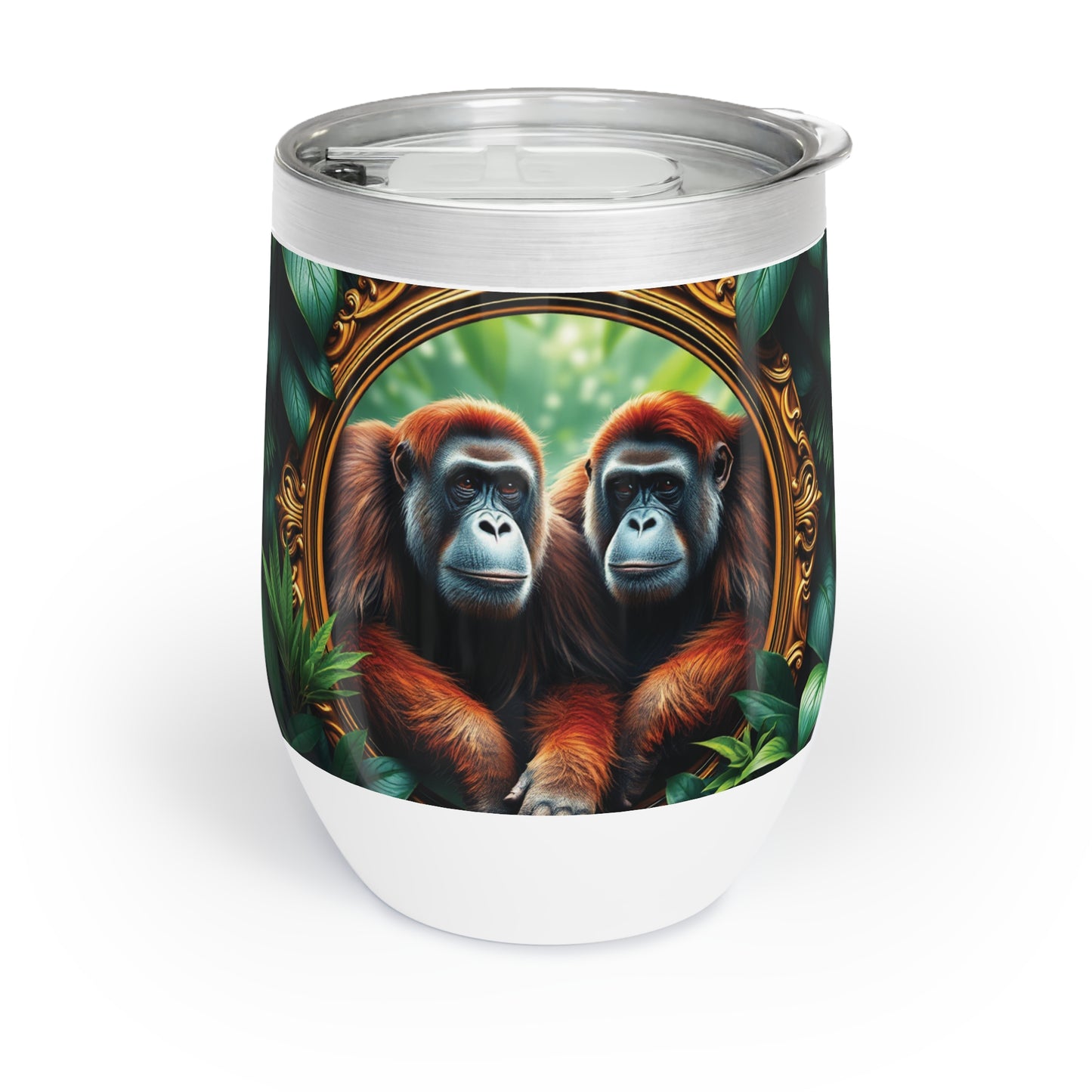 Chill Wine Tumbler with Rainforest Framed Orangutan Apes