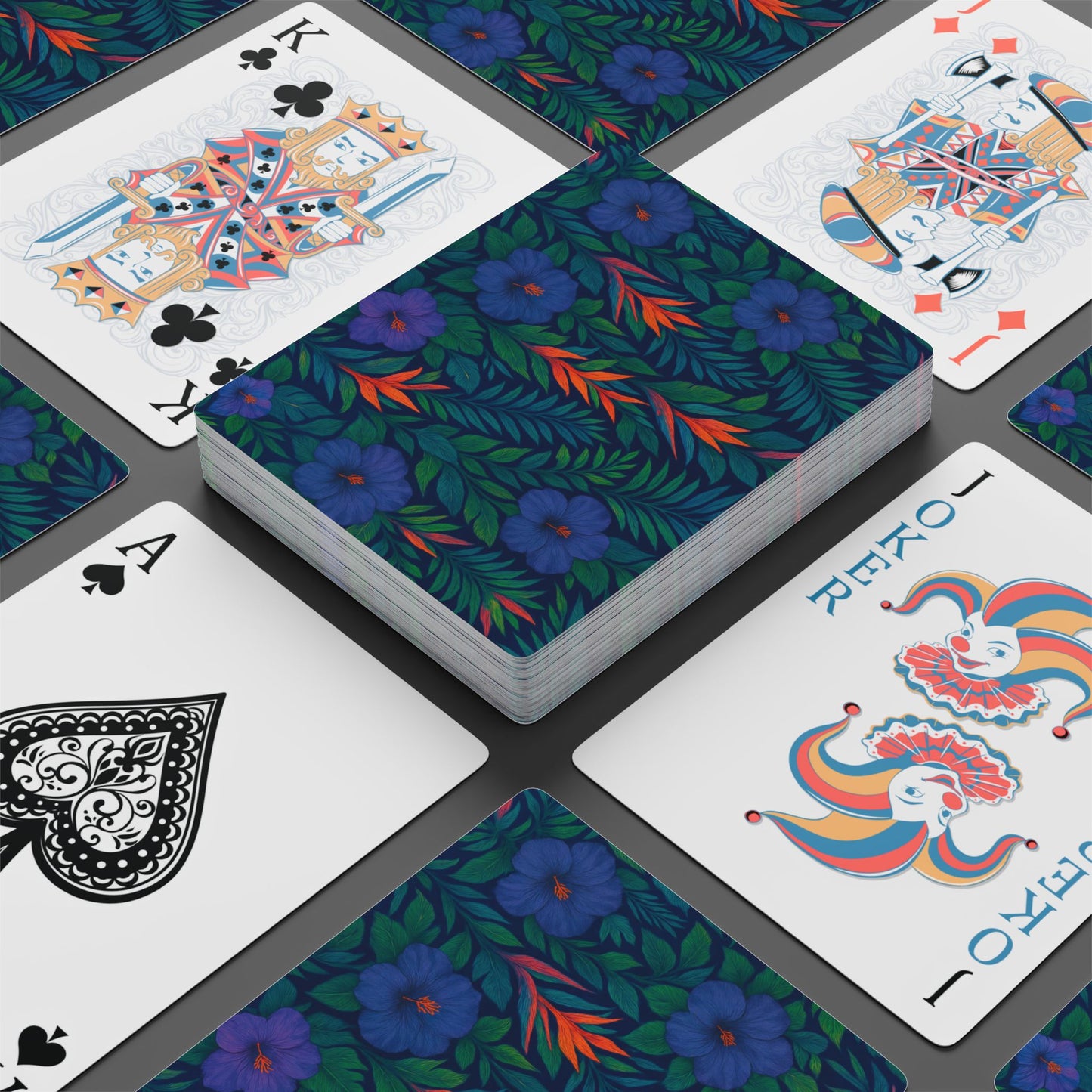 Poker Playing Cards - Midnight Flower Navy
