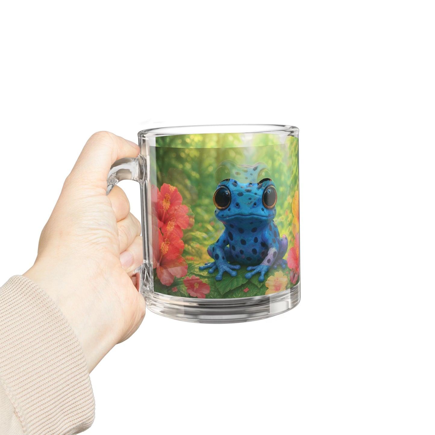 Baby Tree Frog Glass Mug - 10oz, Perfect for Rainforest Lovers