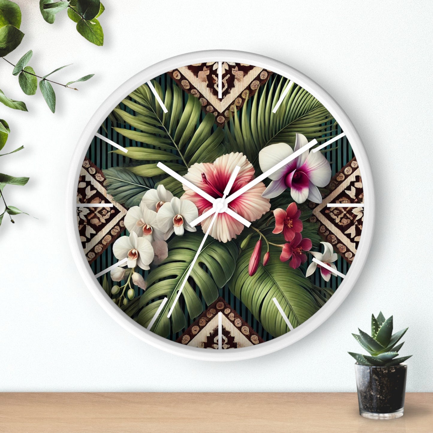 Tiki Orchids Wall Clock – Fun Home Decor for Nature Lovers, 6 Variants