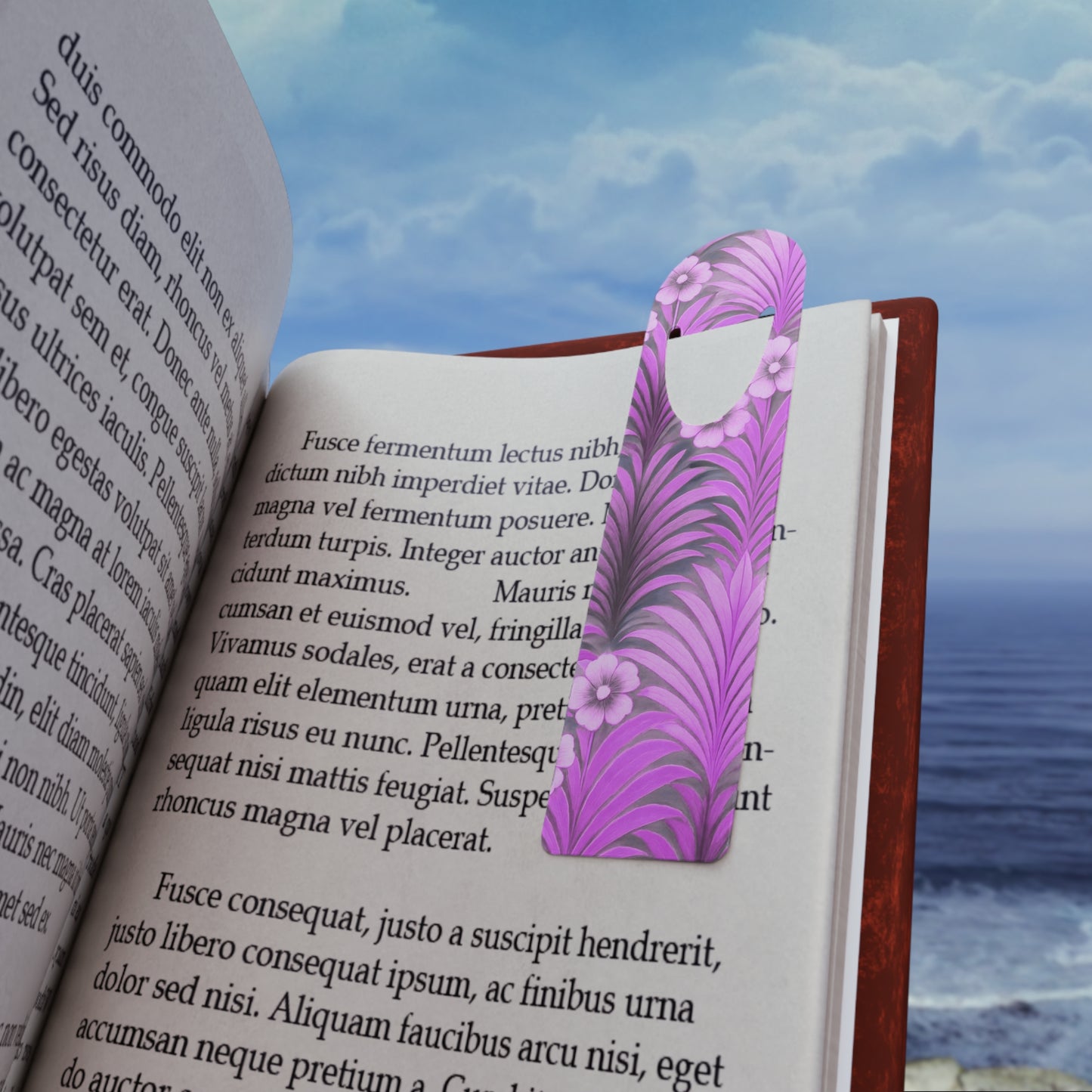 Bookmark - Aluminum, Sunrise Palms/Amethyst