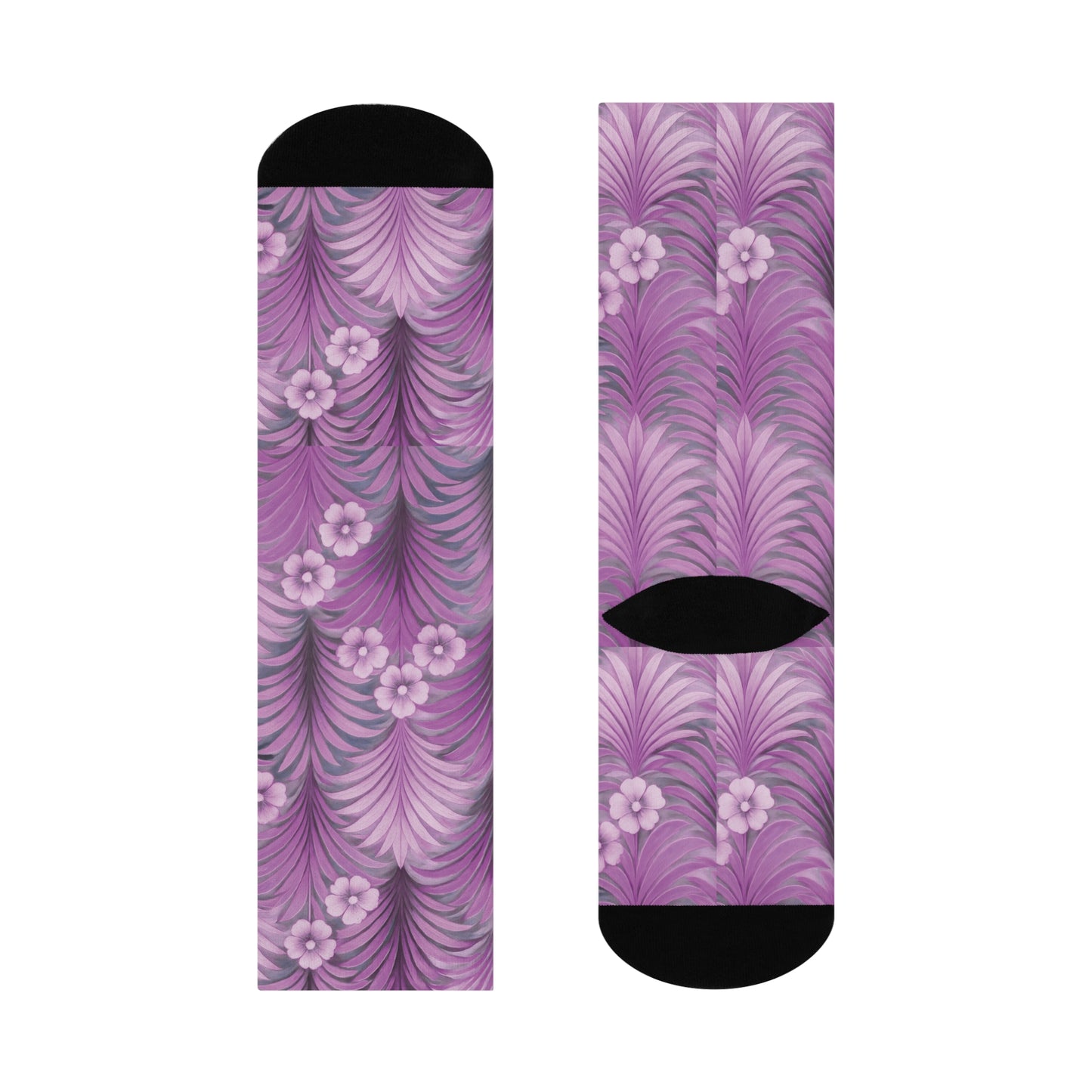 Cushioned Crew Socks - Sunrise Palms/Amethyst