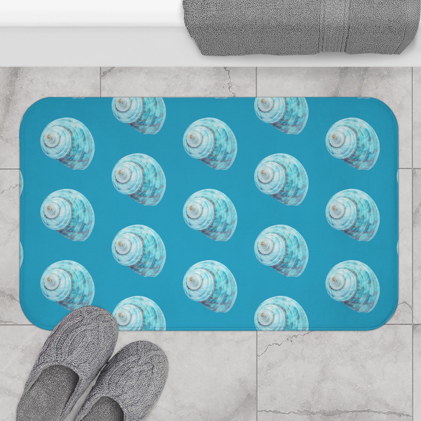 Jade Turbo Shell/Turquoise Bath Mat, 2 Sizes - Tropical Vibes for Home Decor