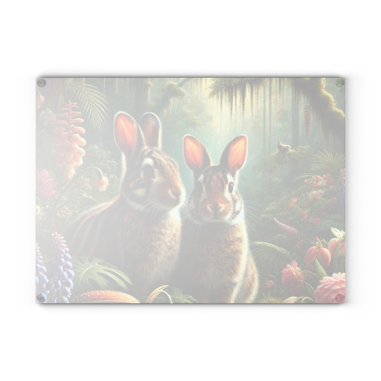 Glass Cutting Board, 2 sizes - Tropical Sumatran Rabbits