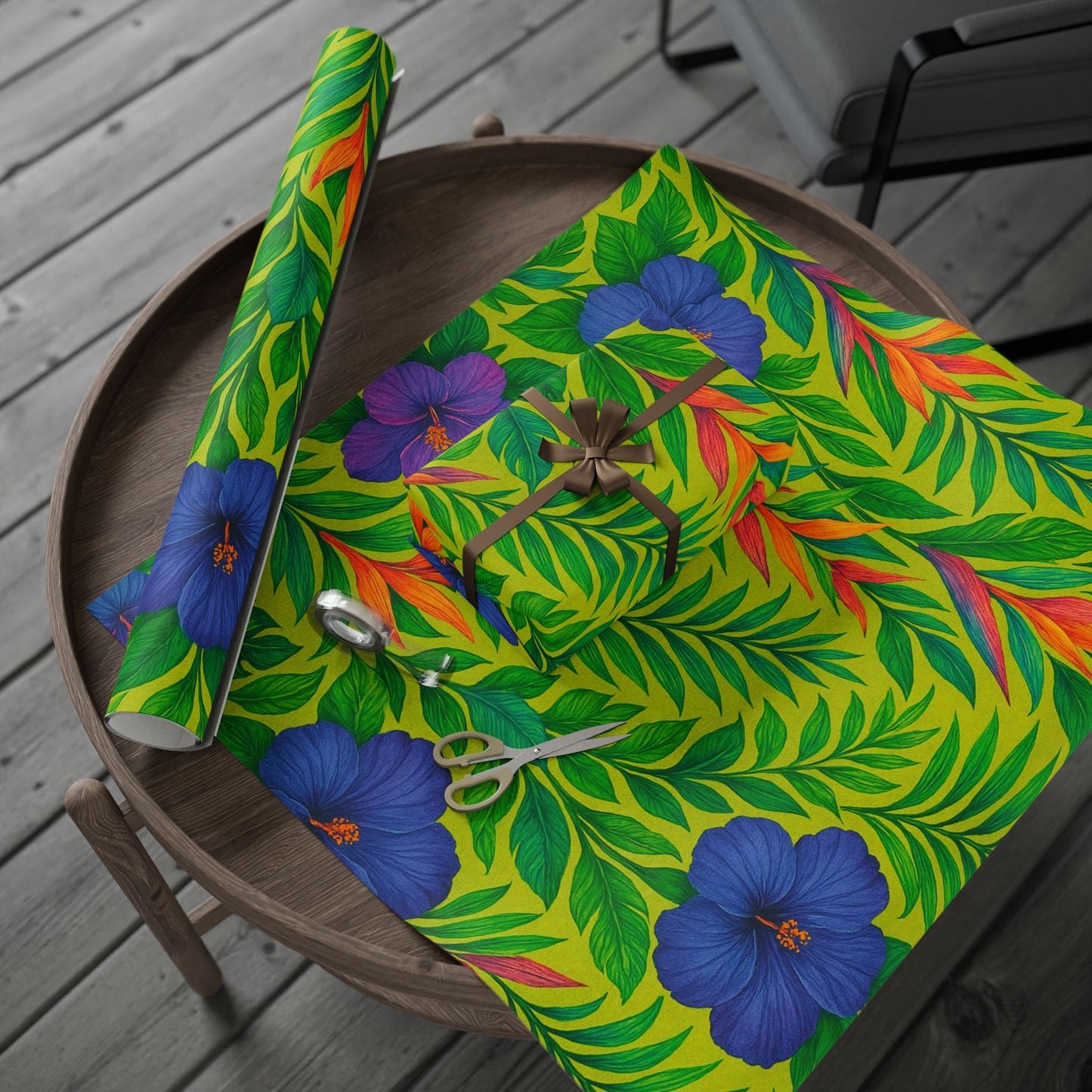 Wrapping Paper - Gift Wrap for All Occasions, 3 Sizes/2 Finishes / Midnight Flower Lime