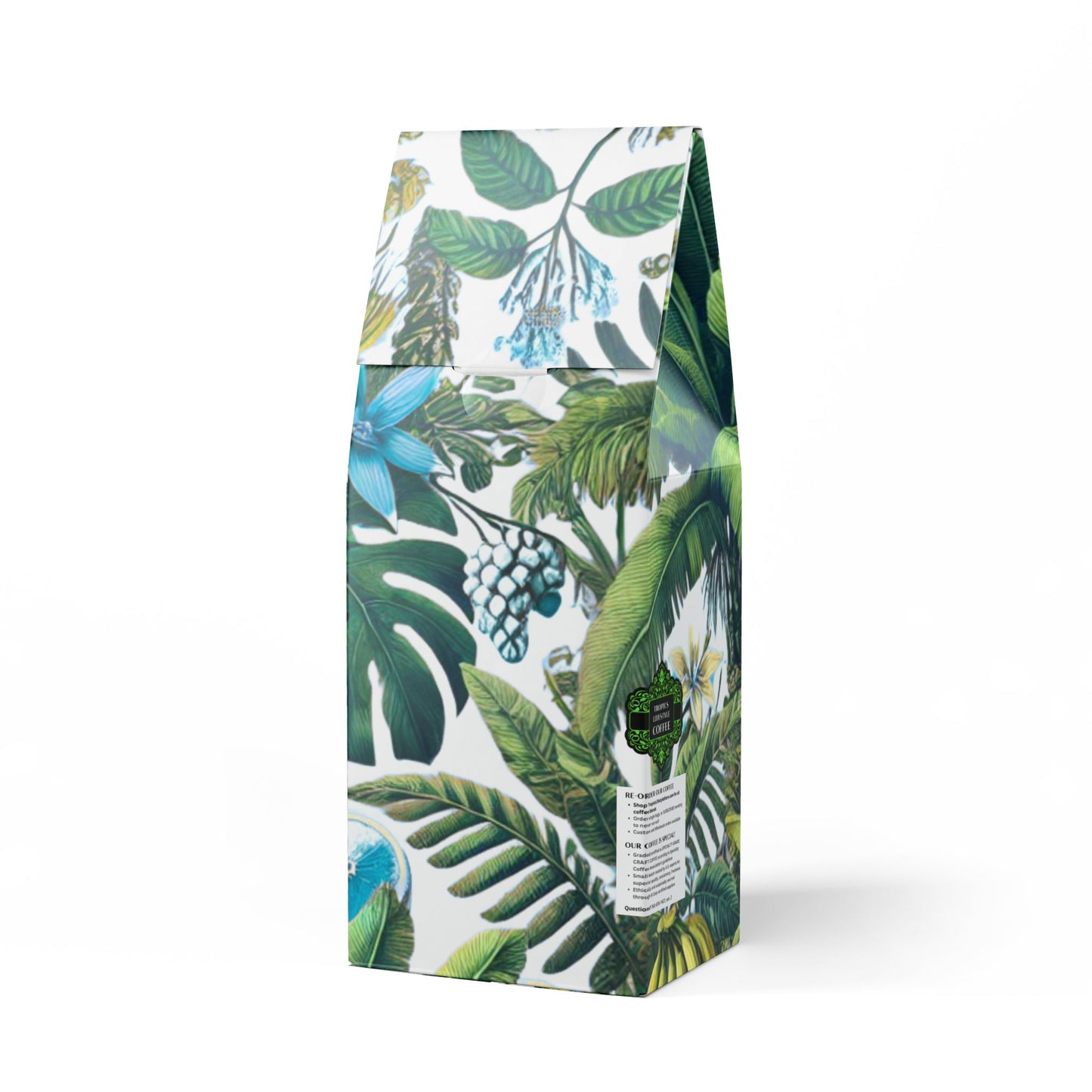 Black Coral Blend™ (Dark French Roast) Specialty Grade Craft Coffee / Palms and More Tropical Fruit, White