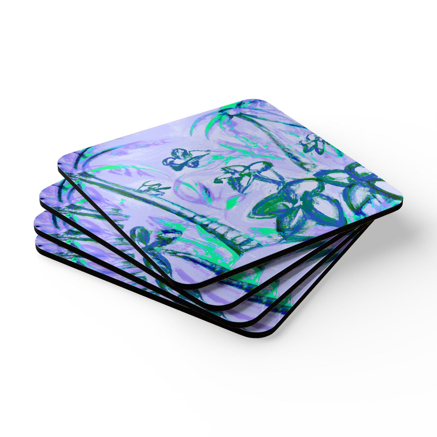 Coaster Set - Tropical Doodles, Lilac