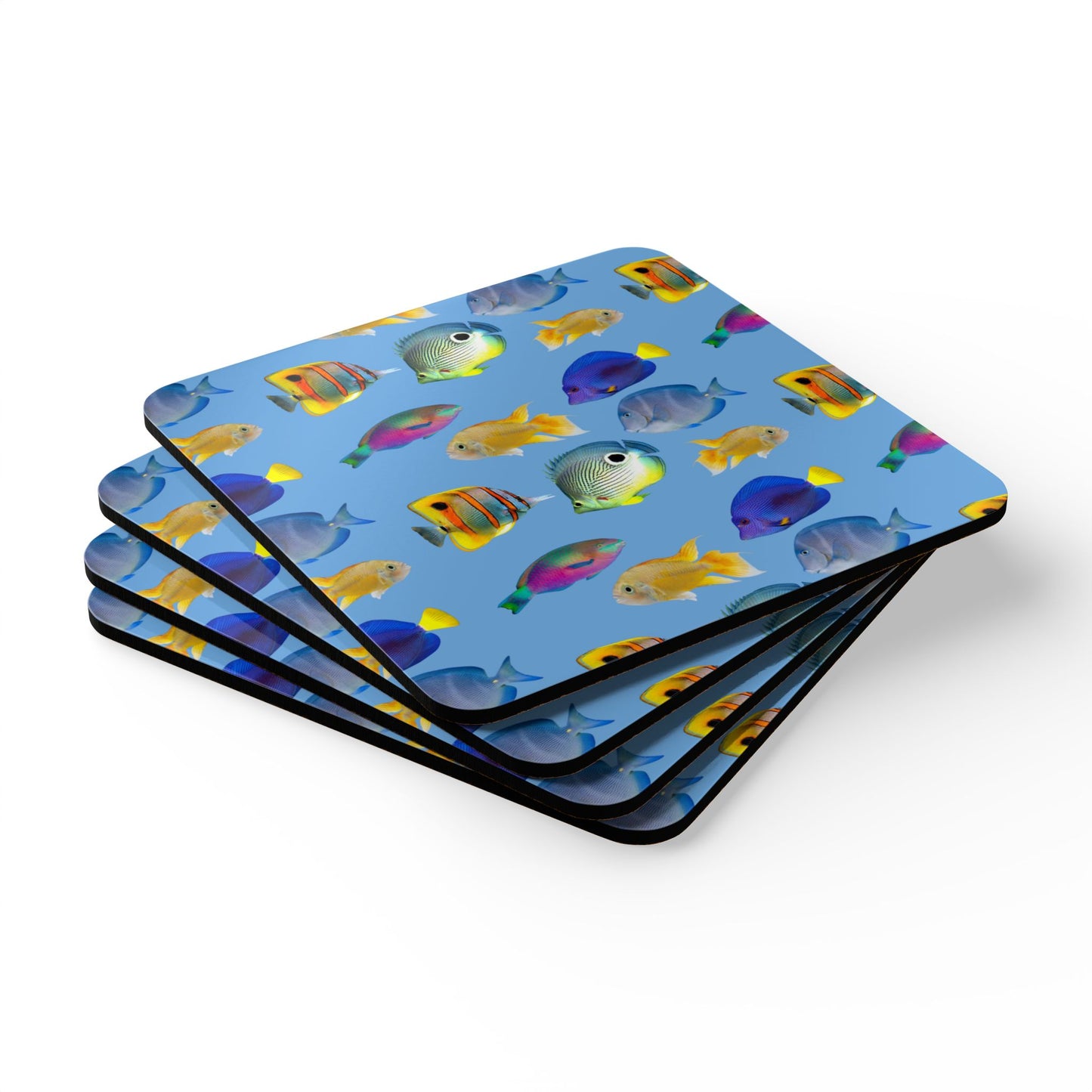 Coaster Set - School of Fish/Light Blue