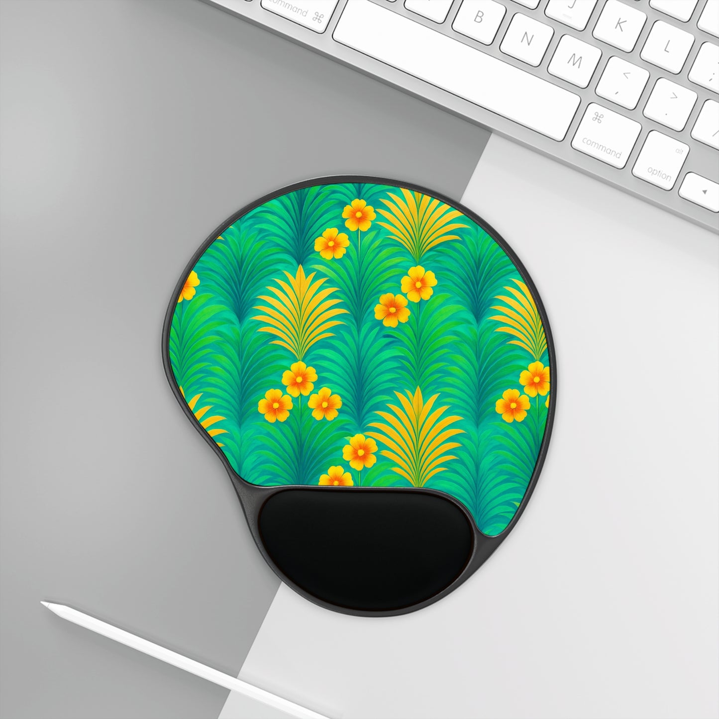 Sunrise Palms/Green Mouse Pad with Wrist Rest – Ergonomic Design for Comfort and Style