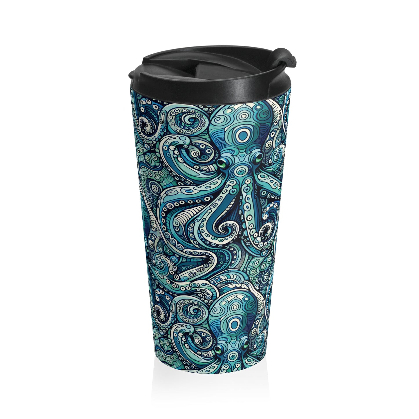 15 oz. Stainless Steel Travel Mug / Octopus Aqua