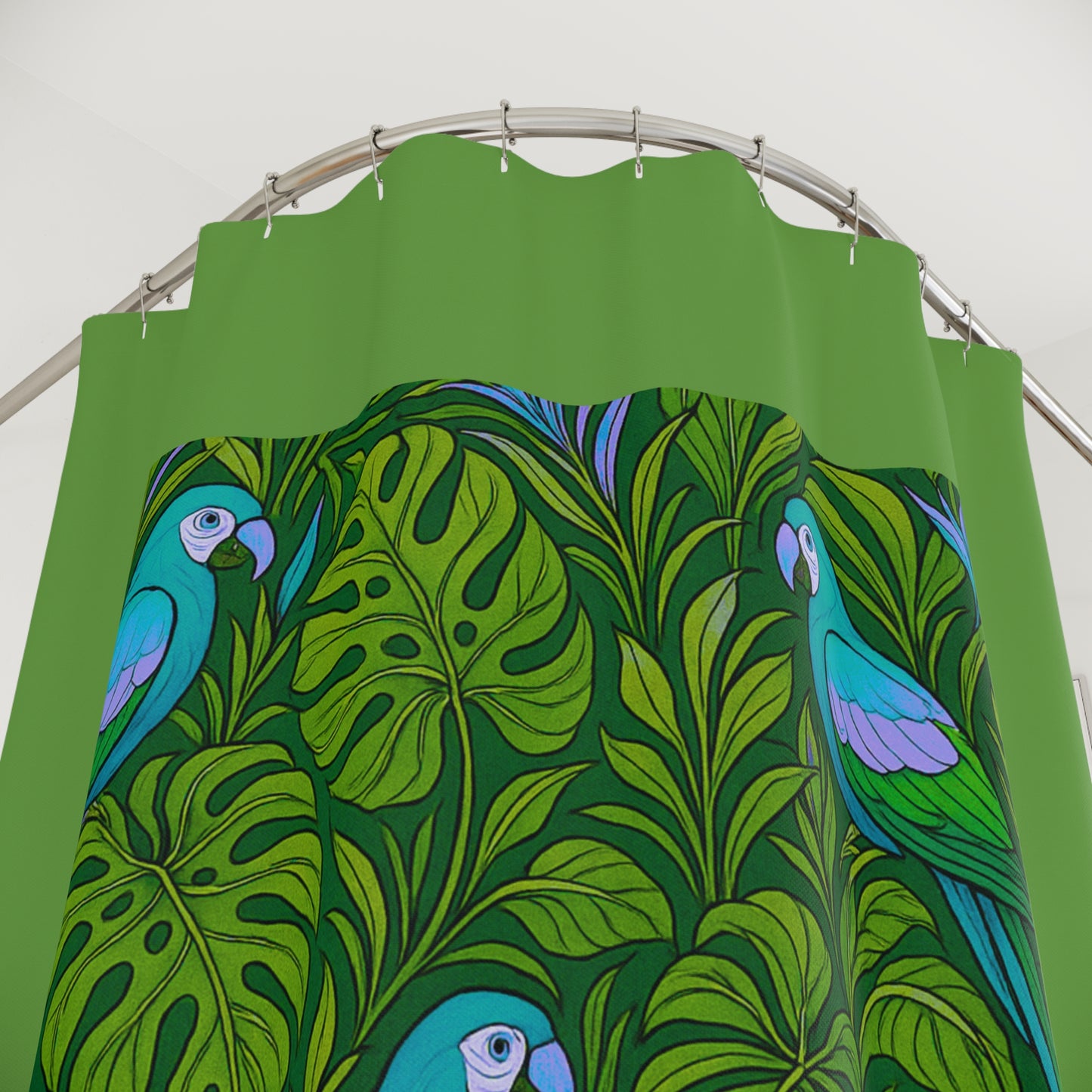 Tropical Shower Curtain - Ocean Bathroom Decor / Parrot Family/Blue, Green