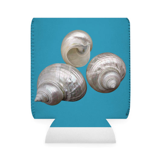 White Nautilus Shells/Turquoise Cooler Sleeve - Perfect for Outdoor Picnics