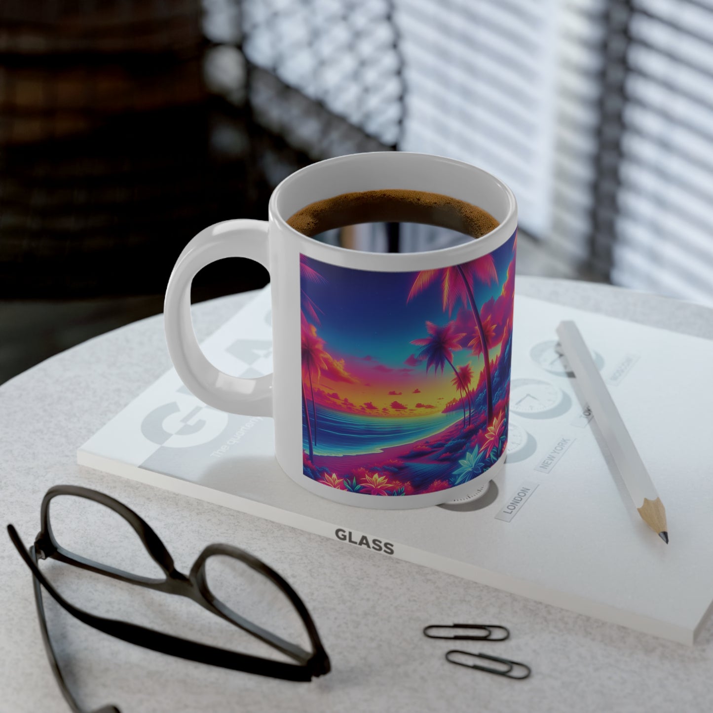 Jumbo Mug, 20oz, Neon Beach | Tropical Coffee Cup
