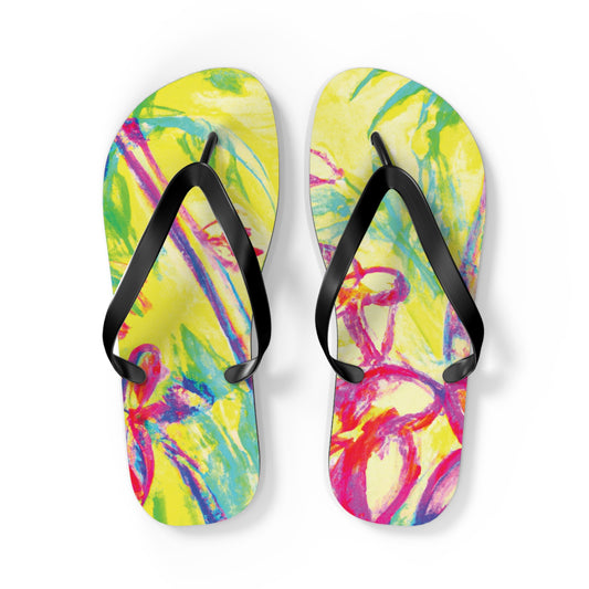 Copy of Flip Flops - Tropical Doodles/Yellow