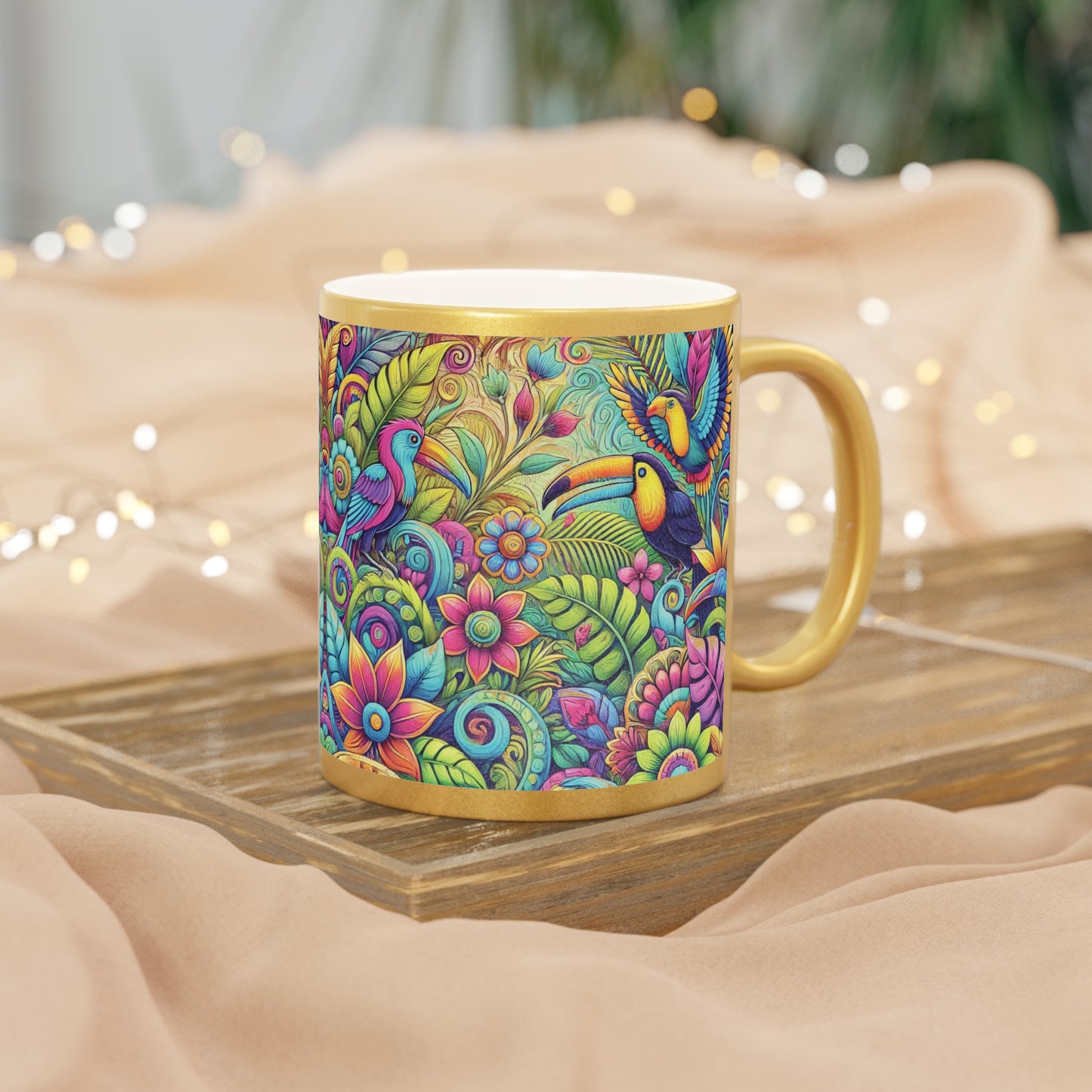 Tropical Metallic Mug, Gold or Silver - Rainforest Music