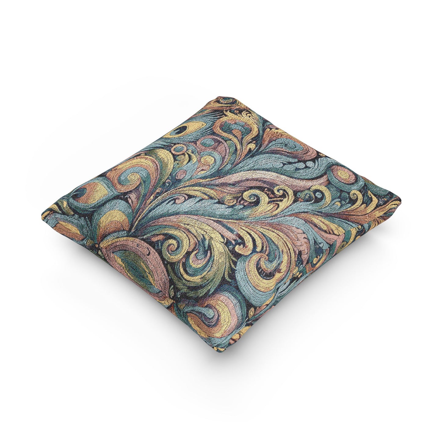 Woven Pillow, 17"W x 18"L - Peacock Feather Currents