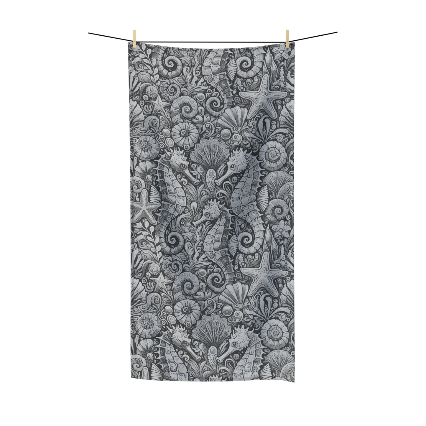 Seahorse Trio/Noir Polycotton Towel