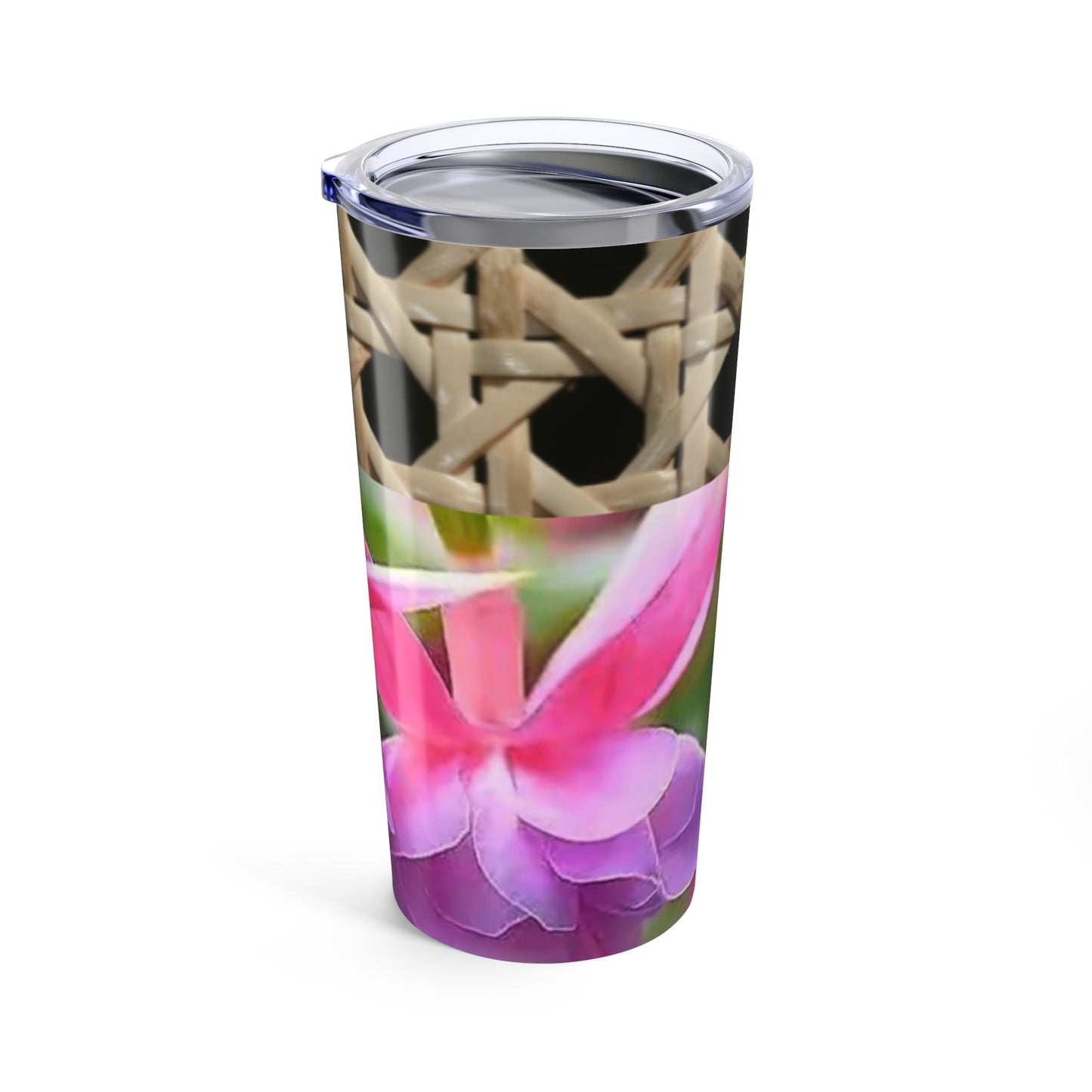 20oz Tropical Glossy Tumbler - Wicker/Two Fuchsias
