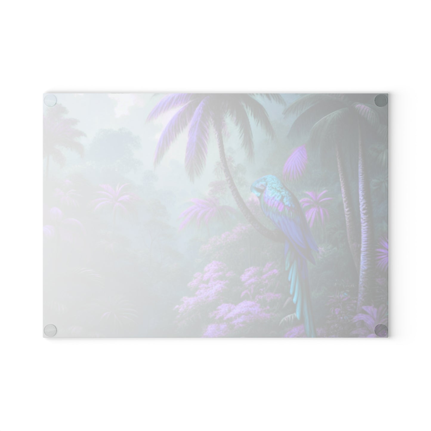 Glass Cutting Board, 2 sizes - Sleeping Beauty Parrot/Fantasy