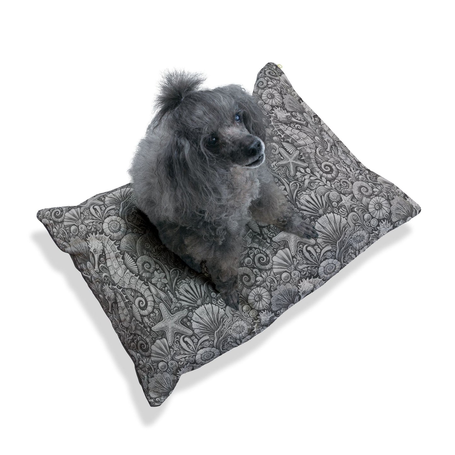 Pet Bed - Cozy and Fun Dog or Cat Bed for Beach Lovers / Seahorses Noir