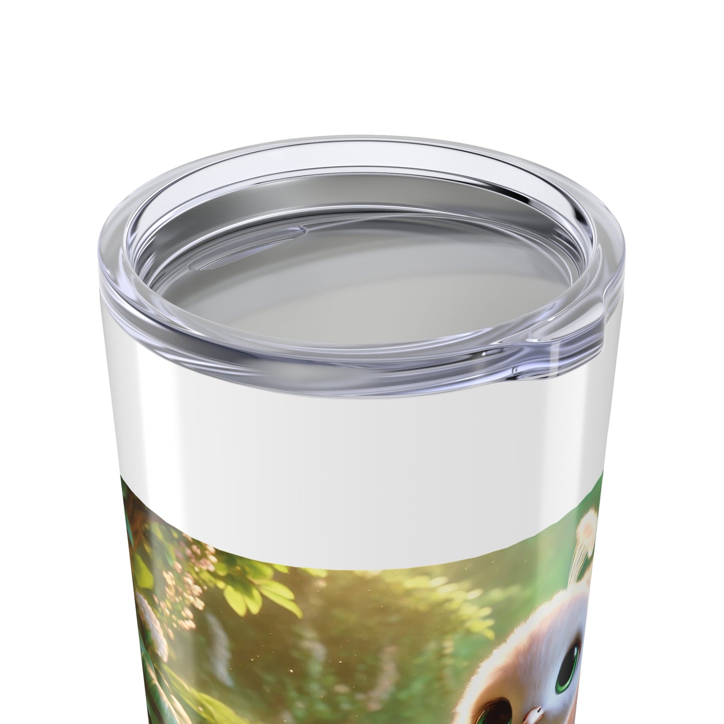 20oz Tropical Glossy Tumbler, Stainless Steel / Baby White Peacock, White
