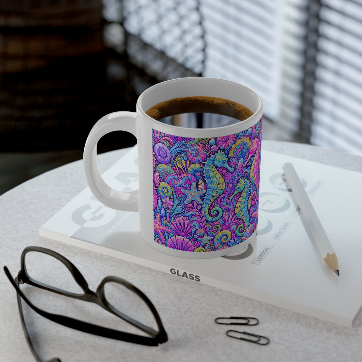 Jumbo Mug, 20oz, Seahorse Pop | Tropical Coffee Cup
