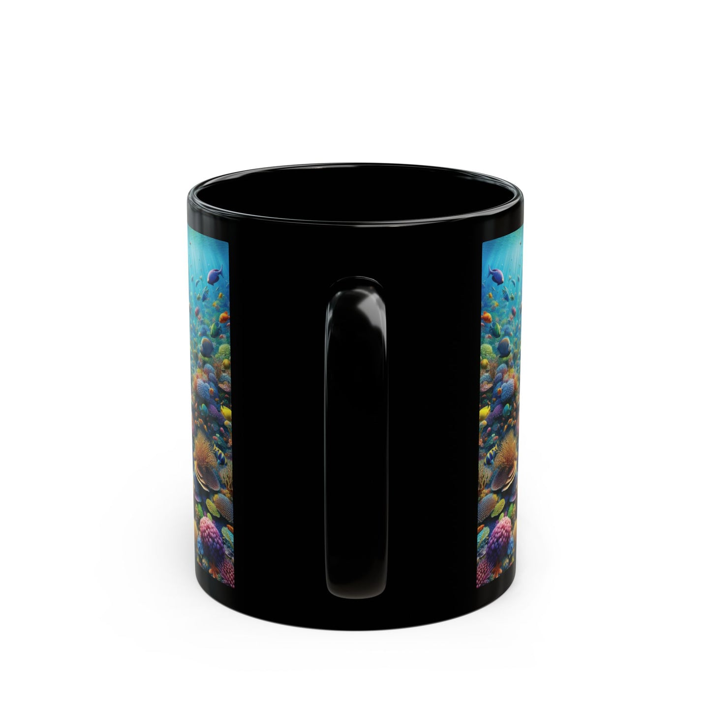 Black Coffee Mug - Busy Coral Reef