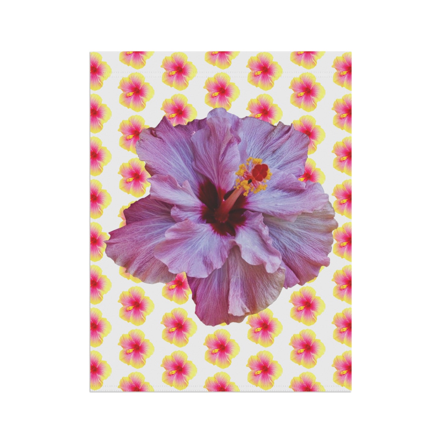 Tropical Garden Flag - Perfect for Outdoor Decor / Hibiscus Purple/Yellow Mix
