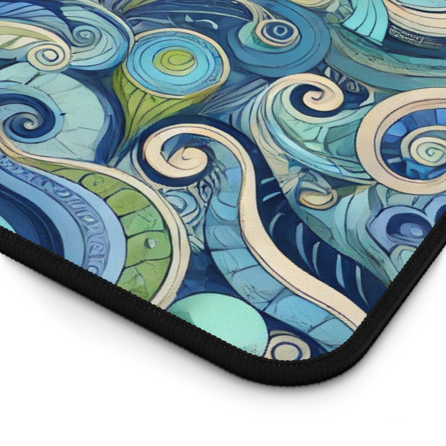 Tropical Mouse Pad/Desk Mat, 3 Sizes - Perfect for Home Office / Feather Currents Blue