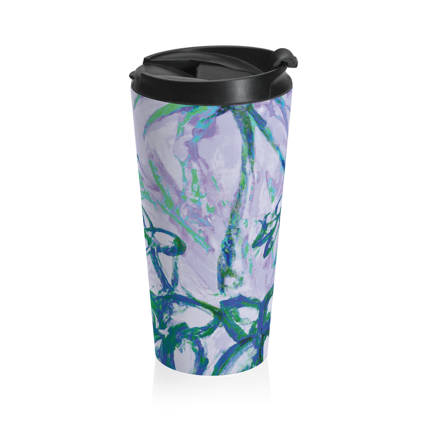 15 oz. Stainless Steel Travel Mug / Palm Doodles Lilac