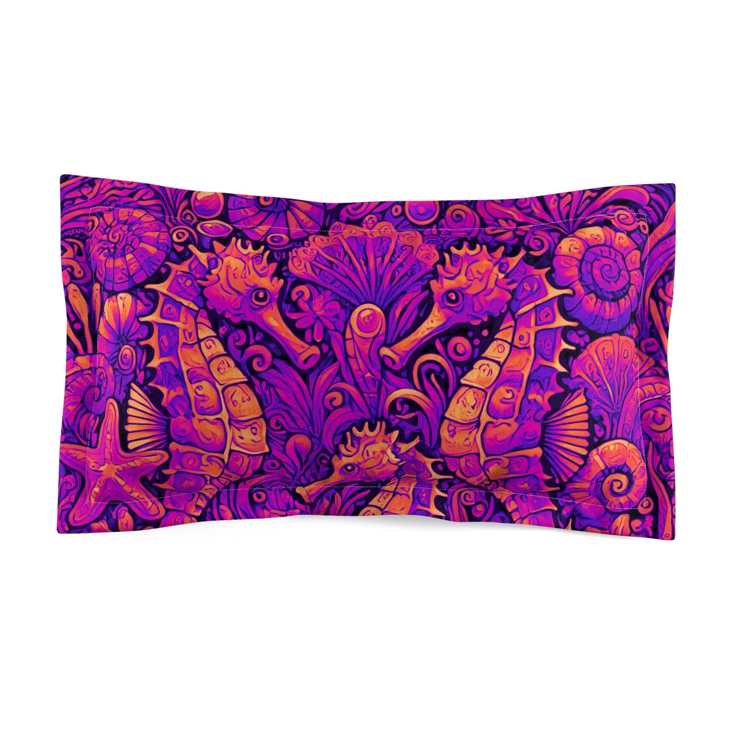 Microfiber Pillow Sham, 2 Sizes | Tropical Vibes for Relaxation / Seahorse Trio, Heatwave