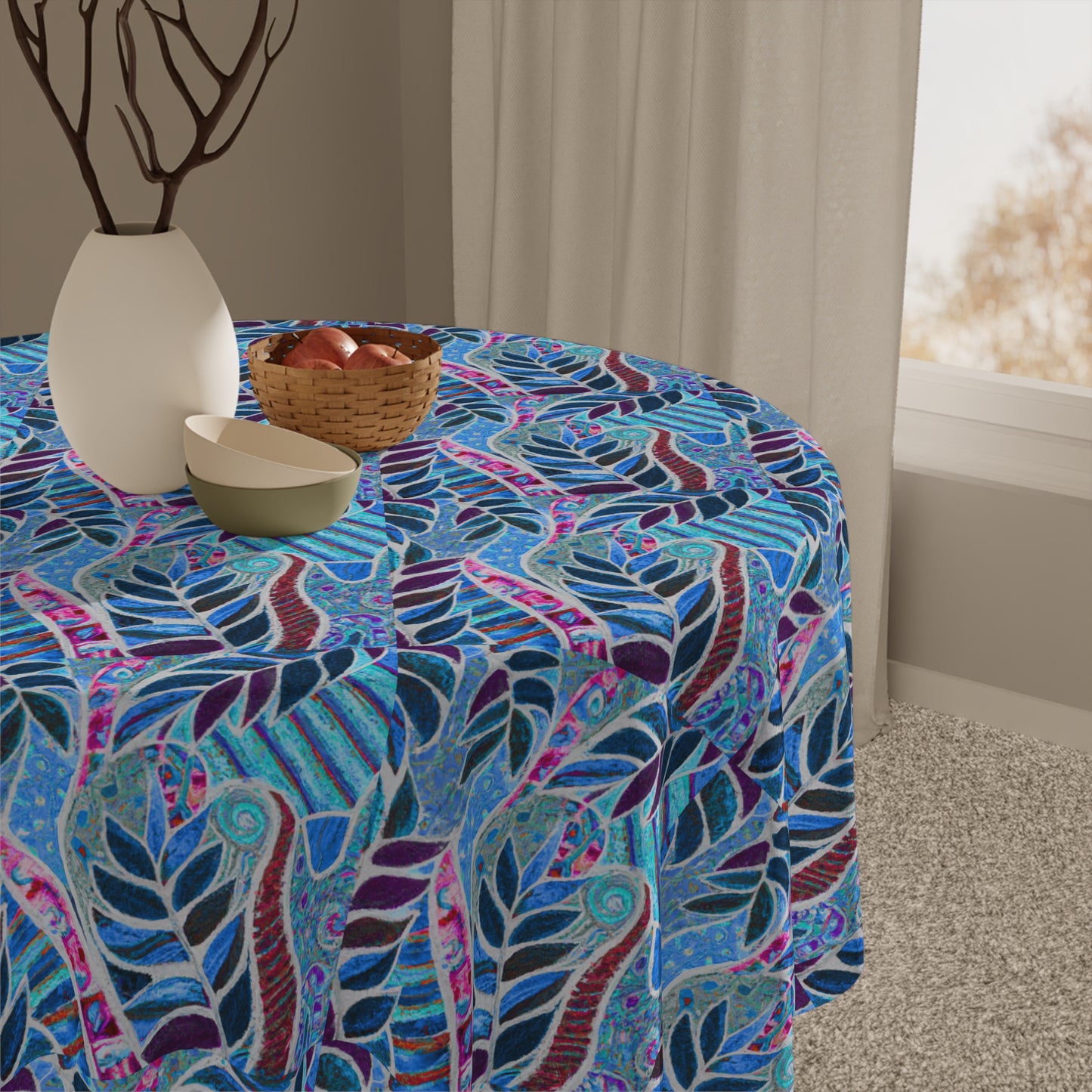 Amazon Whimsy/Blue Square Tablecloth, 55" x 55"