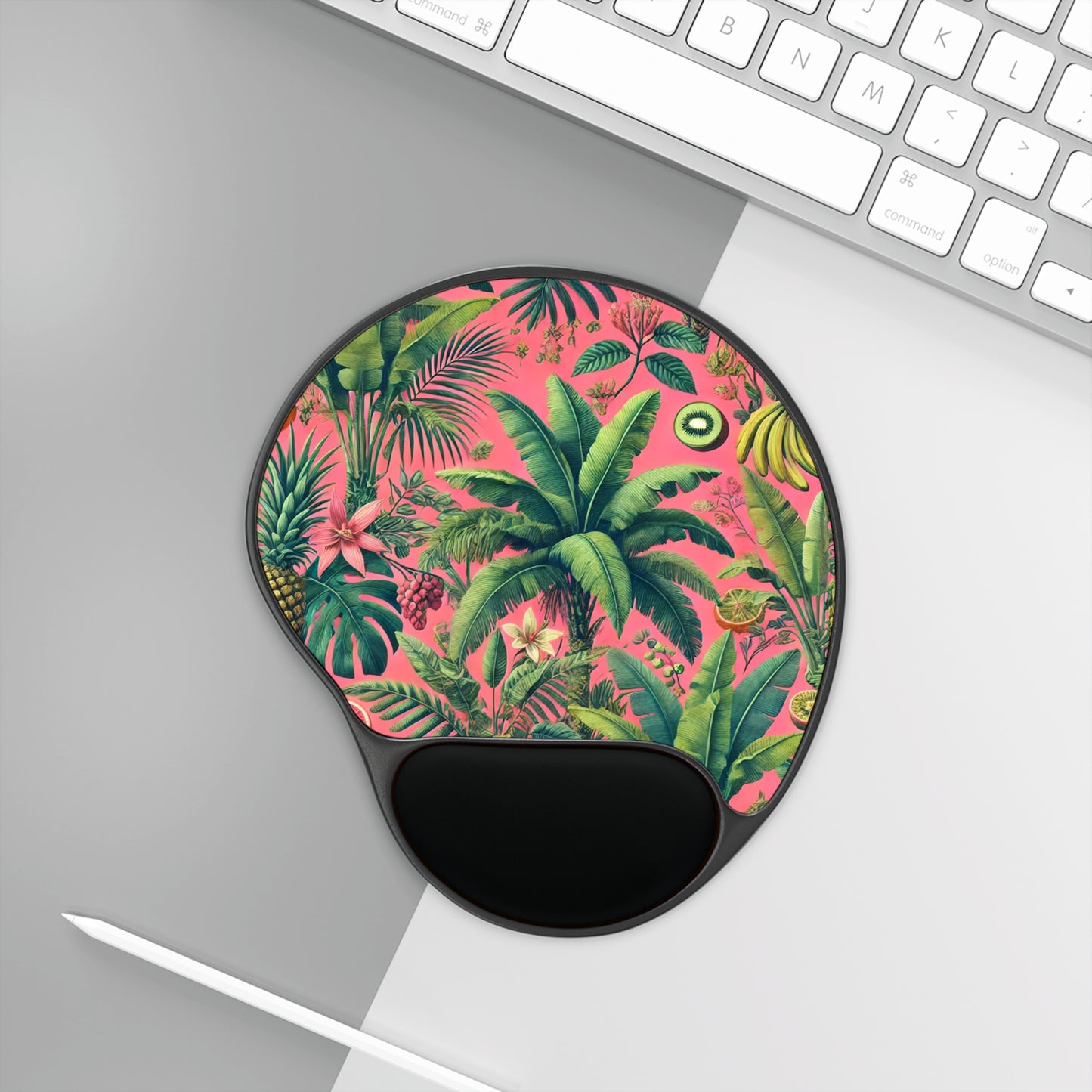 More Tropical Fruit/Coral Mouse Pad with Wrist Rest – Ergonomic Design for Comfort and Style