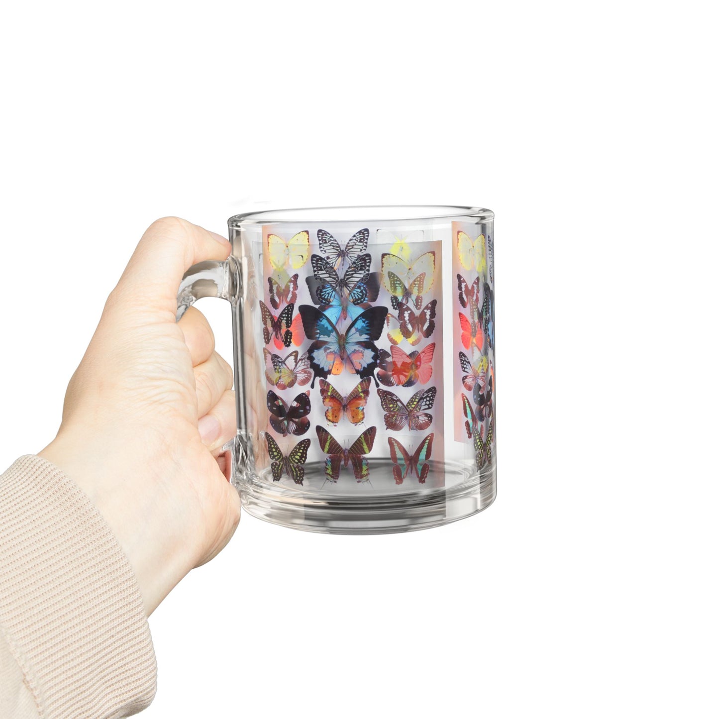 Tropical Glass Mug - 10oz Coffee Cup / Butterfly Collection