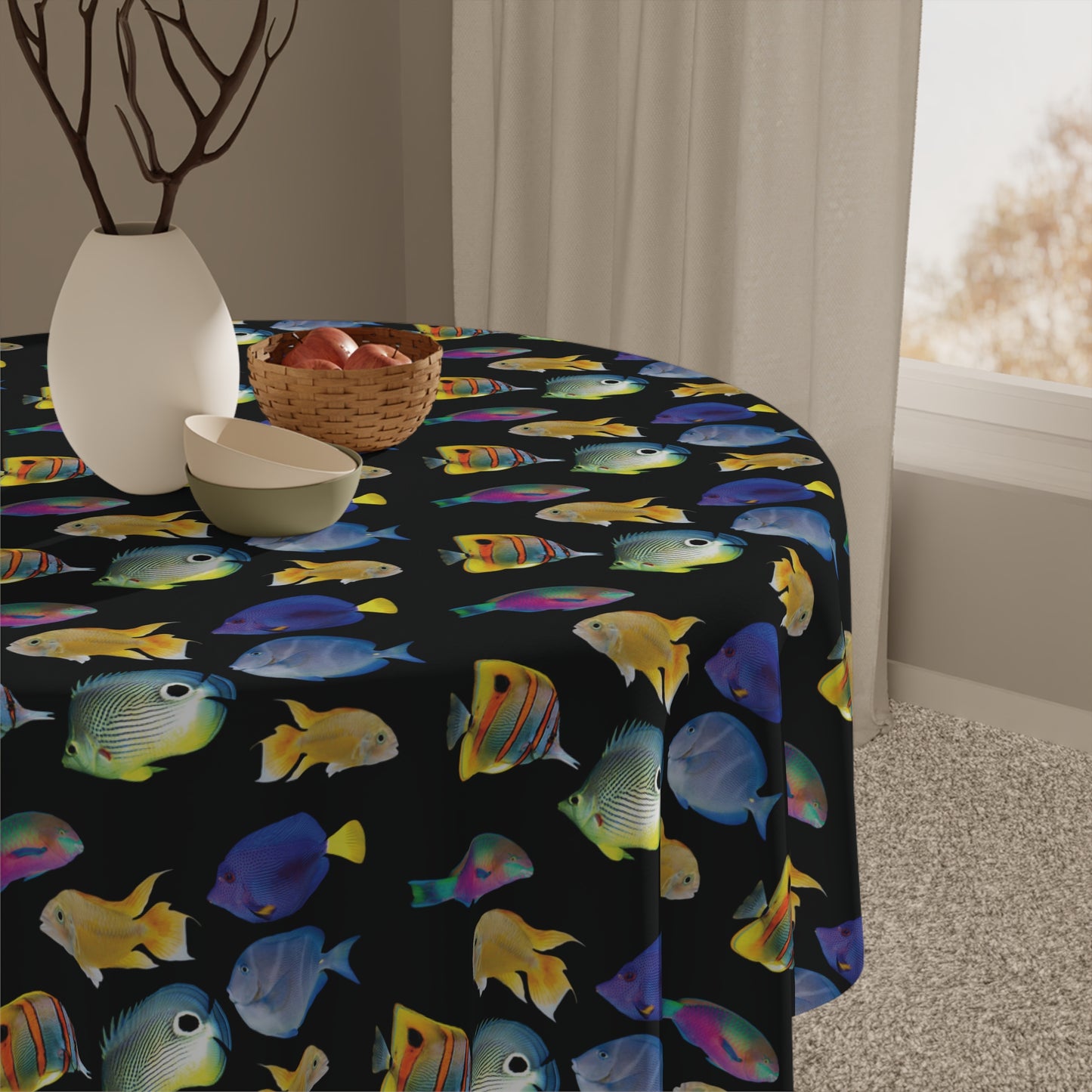 School of Fish/Black Tablecloth, 55" x 55"