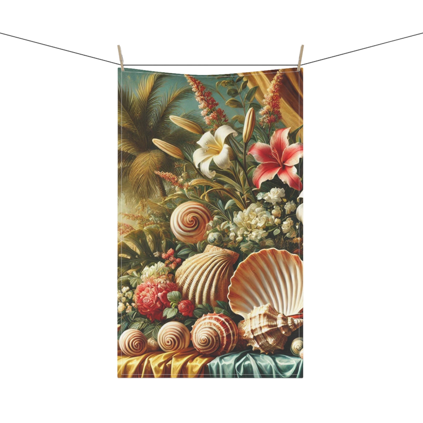 Tea Towels (cotton, poly), Shells and Flowers