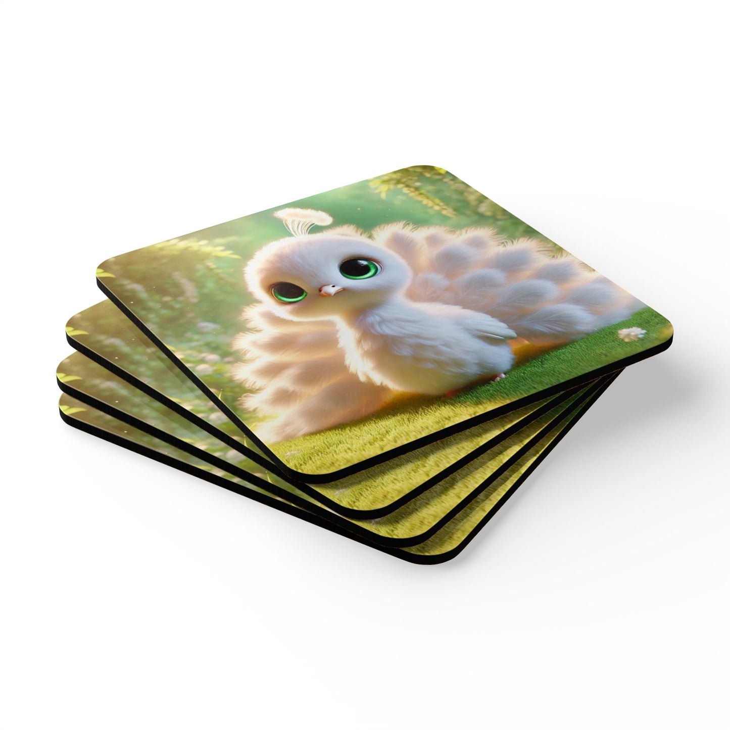 Four-piece Coaster Set - Baby White Peacock