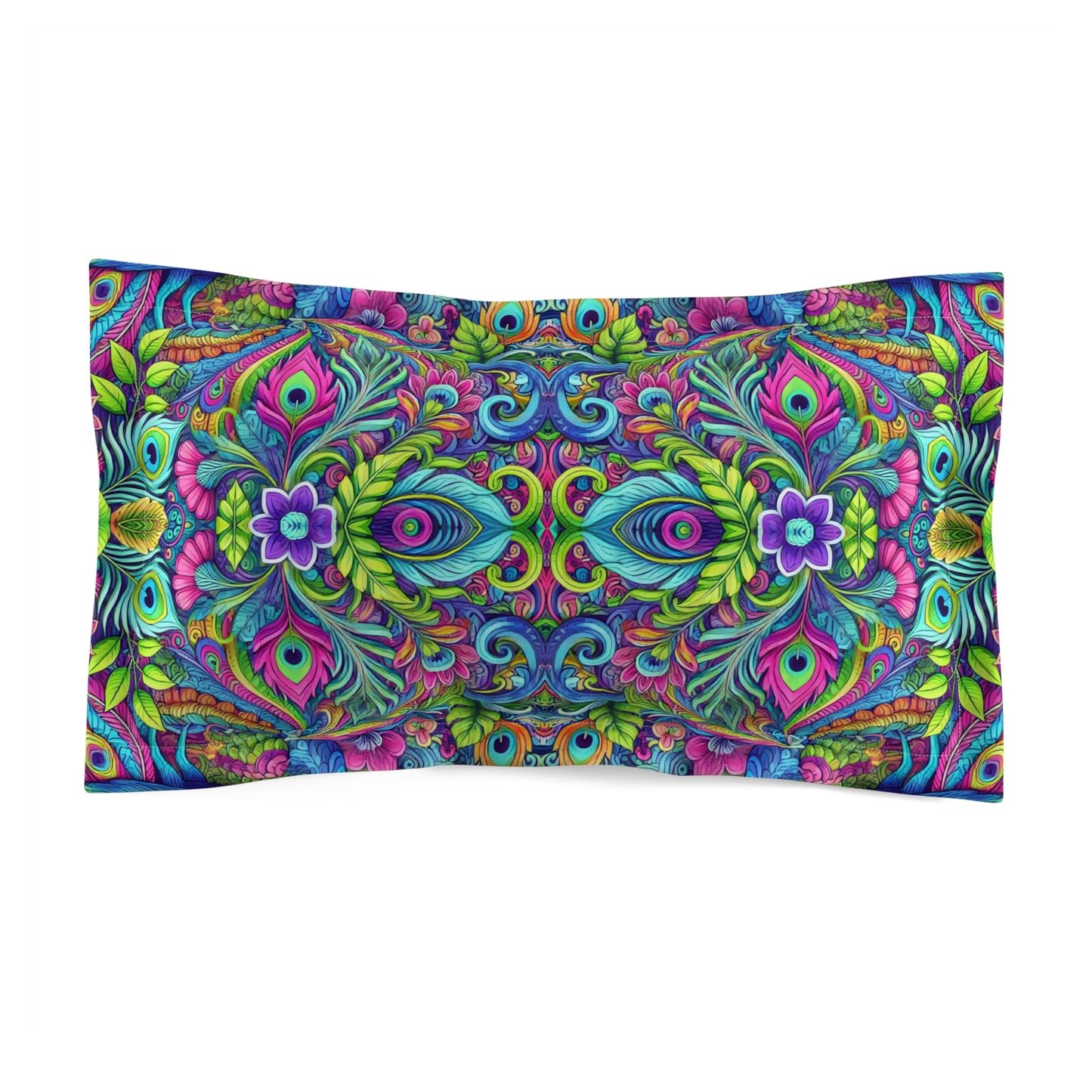 Microfiber Pillow Sham, 2 Sizes | Tropical Vibes for Relaxation / Peacock Prism, Micro