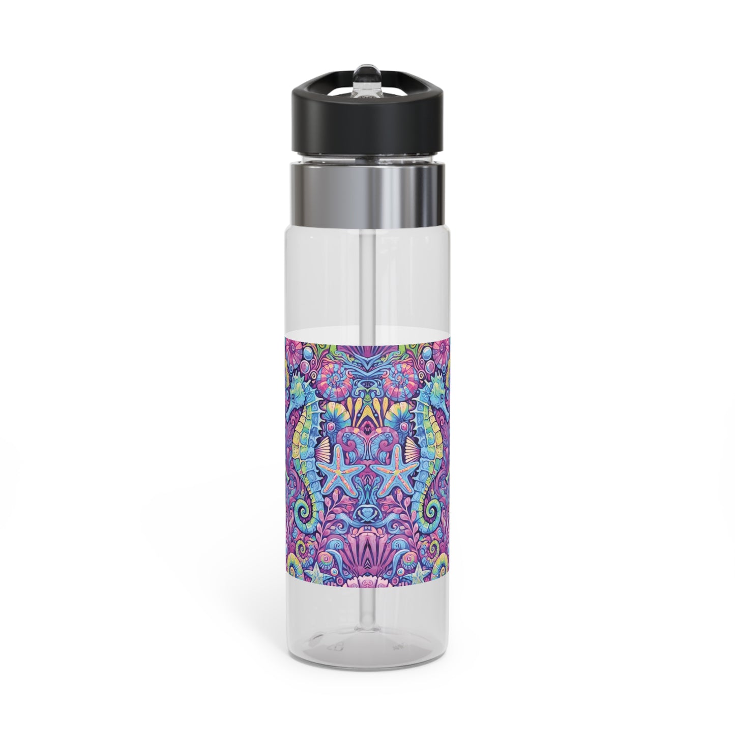 Tropical 20oz Tritan Sport Water Bottle - Leakproof, Lightweight, BPA-Free / Seahorse Trio, Fantasy Pop