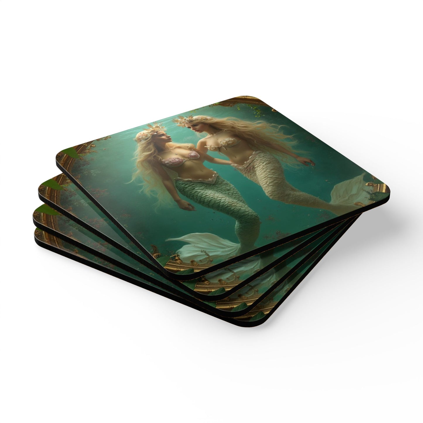 Four-piece Coaster Set - Framed Mermaids