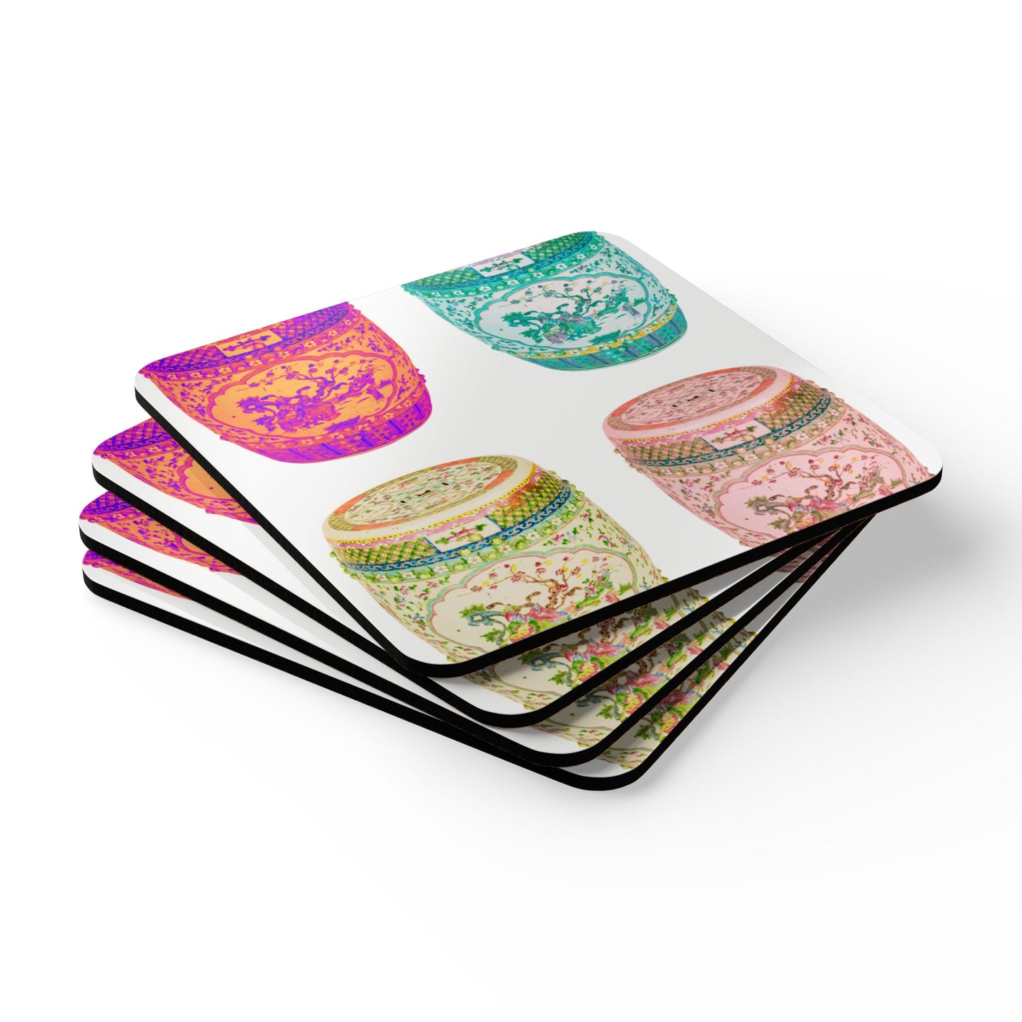 Coaster Set - Pop Art Porcelain Stools, White